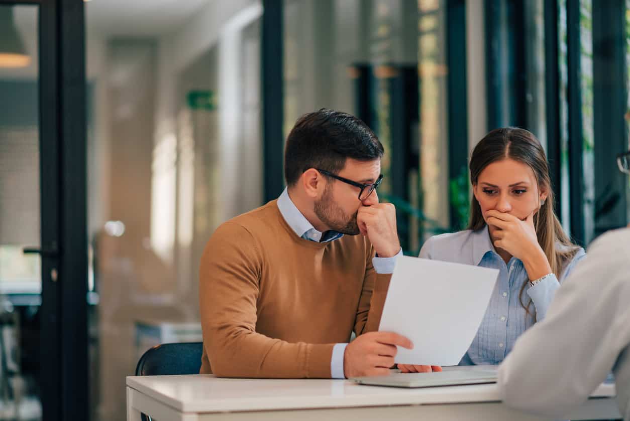 A couple reviewing documents