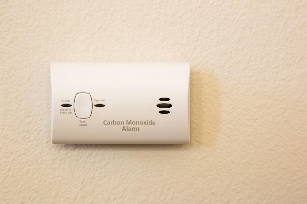 Carbon Monoxide Alarm on a Living Room Wall