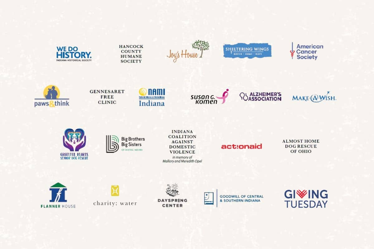 Charity logos for WKW #GivingTuesday 2023